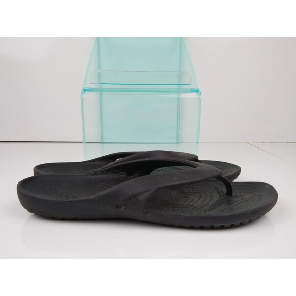 Crocs Flip Flops Black Rubber Women's Size 7 - Picture 4 of 8